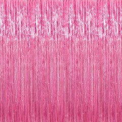 Crosize 2 Pack 3.3 x 9.9 ft Pink Foil Fringe Backdrop Curtain, Streamer Backd…
