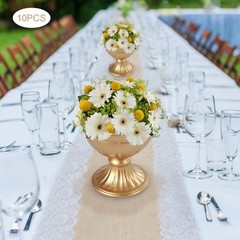 10Pcs Gold Metal Trumpet Vase Wedding Table Centerpiece European Style Decor