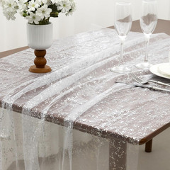Glitter Tulle Fabric, White Silver Glitter Metallic Foil Sheer Netting Sparkly F