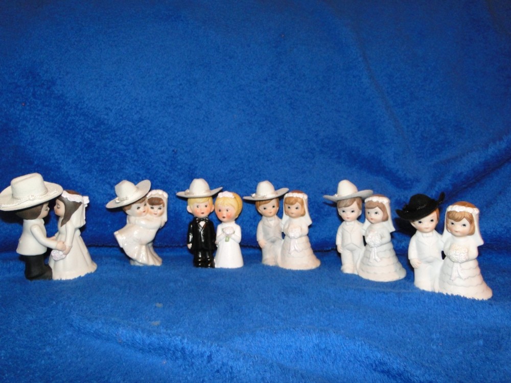 NEW BRIDE AND GROOM WITH COWBOY HAT WESTERN WEDDING CAKE COUPLES, YOU PICK