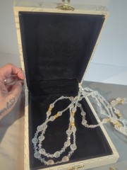 Vintage WEDDING LASSO~GLASS & ACRYLIC BEADS GOLD CROSS LAZO DE BODA~Religious