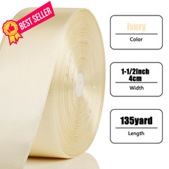 FYXHHOT 135 Yards Ribbon,1-1/2 Inch Ivory White Satin 1.5 inches,