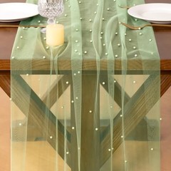 Pearl Table Runner Tulle Green Spring Easter Cheesecloth 10FT 10ft x 1pc Sage