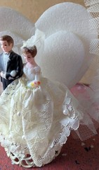 Vintage MCM Bride and Groom Wedding Anniversary Cake Topper