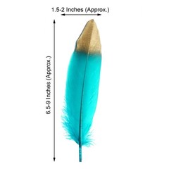 90 TURQUOISE with Metallic Gold Tip Natural Goose Feathers Wedding Decorations