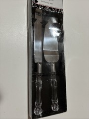 Wedding Cake Server And Knife Set With Clear Decorative Faux Crystal Handles