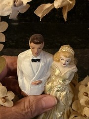 Vintage Unique 1949 Wedding Cake Topper Bride & Groom Pfeil & Holin