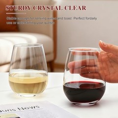 12 pack Stemless Wine Glasses,wine glasses set of 12,16oz wine glass For High