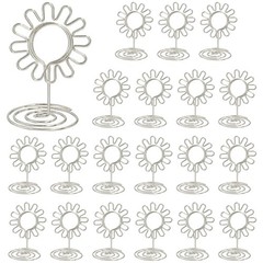 20Pcs Cards Stand Menu Clips Sunflowers Card Photo Holders Silver