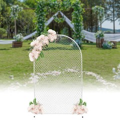 White Metal Wedding Arch Backdrop Background Mesh Wall Circle Balloon Arch Sale