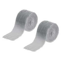 2 Inch Velvet Ribbon, 2 Roll Total 6 Yard Frayed Ribbon, Light Grey
