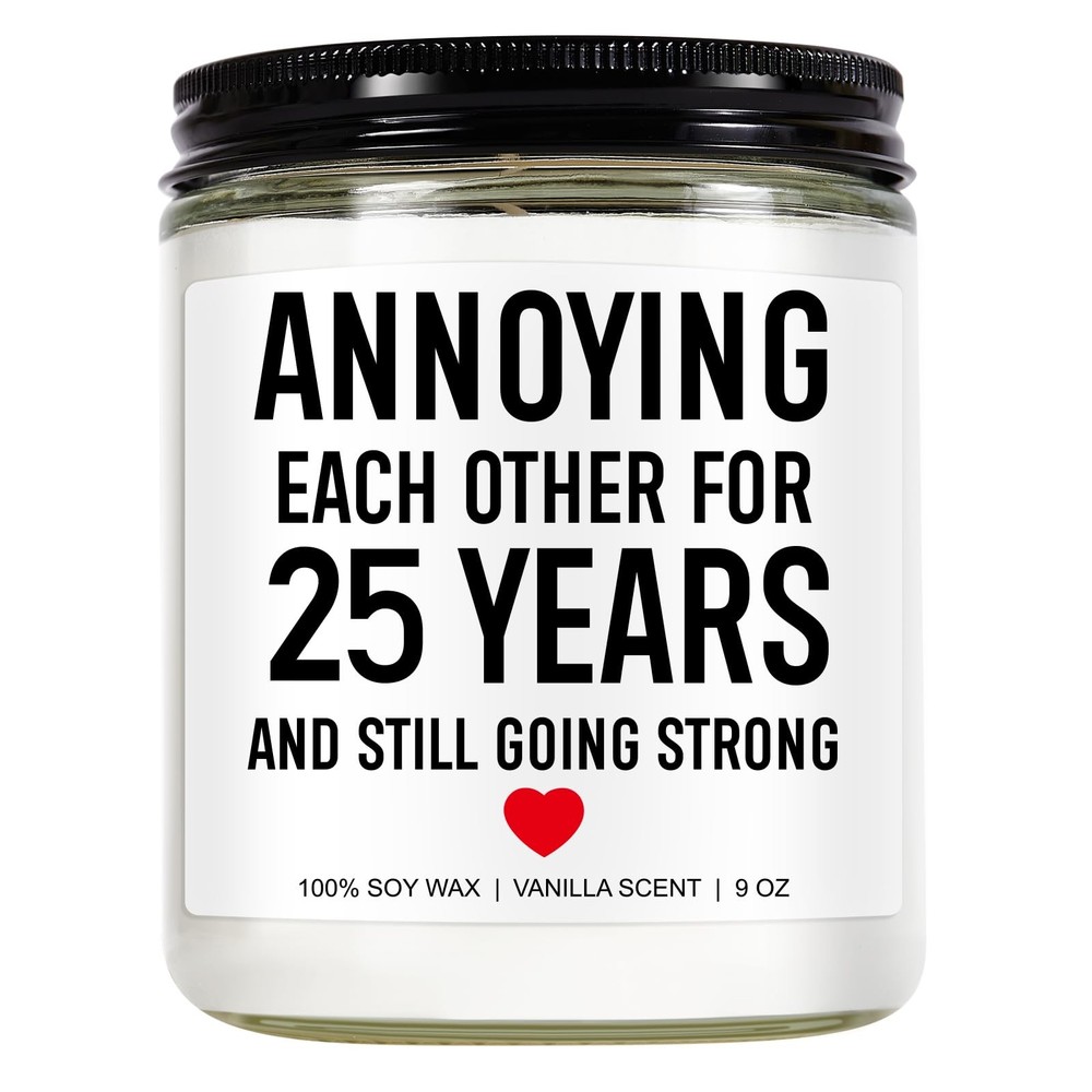 Funny Scented Candle, 25th Anniversary, Gifts for 9 Ounce, White