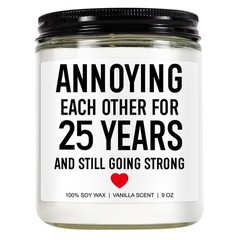 Funny Scented Candle, 25th Anniversary, Gifts for 9 Ounce, White