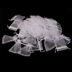 50Pcs Reusable Organza Drawstring Bags White for Wedding Gift and Jewellery Use