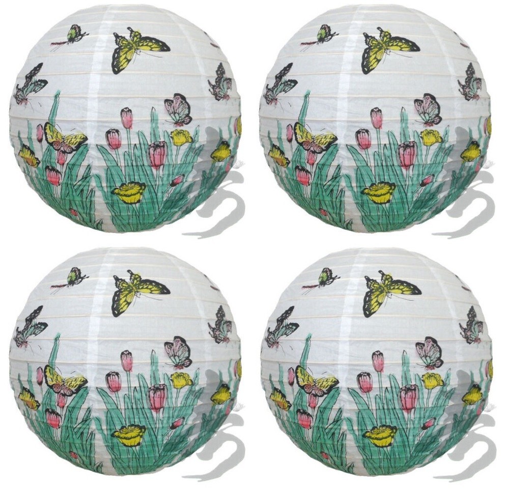SET of 4 Japanese Chinese 16» Round Paper Lantern Butterfly Home Party Decor