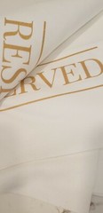 Reserve Chair Sign Formal White Gold Letter Cloth 17″X15″ NEW Suede Nonslip NEW