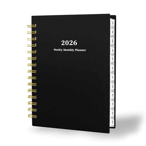 2026 Planner, Daily Weekly and Monthly Planner，Jan 2026 – Dec 2026, 8.4″ Black