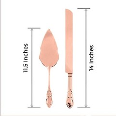 Rose Gold Engravable Cake Knife & Server Set for Engraving, Rose Gold Wedding
