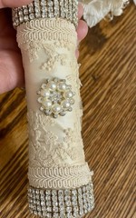 CLASSY Wedding Bouquet with Additional “Tossing”Bouquet~Pearls,Rhinestones,Lace