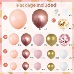 Rose Gold Balloon Garland Kit, Nude Pastel Pink Metallic Gold Rose Gold White