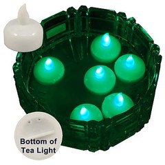 NEW 6 Green Led Floating Floral Tea Light Candle for Wedding Centerpiece Decor