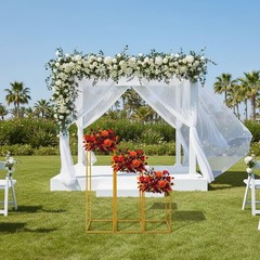 3Pcs Gold Rectangular Stands Wedding Aisle Centerpiece Decor Iron Flower Stand