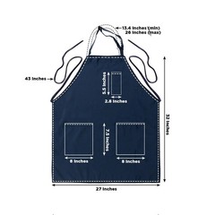 NAVY BLUE Premium Polyester Kitchen Chef Apron with Adjustable Neck and Long