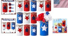 12 Pcs Memorial Day Table Centerpieces Patriotic Vases Red White and Blue Dec…