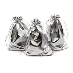 100 Pack Silver 5×7 Heavy-Duty Organza Drawstring Bags for Elegant Gifting