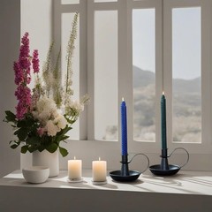 AlsoLife Retro Iron Taper Candle Holder，Black Candlestick Holders Black