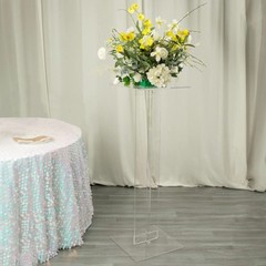 46″ CLEAR Acrylic Flower Display STAND Square Top and Base Party Decorations