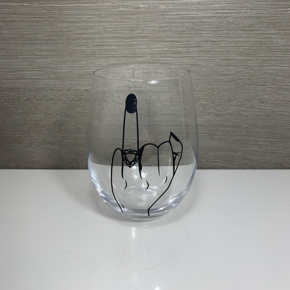 Bride Ring Finger Stemless Wine Glass 16 oz