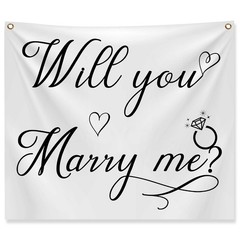 Coume Will You Marry Me Tapestry Sign Proposal Banner Wall white