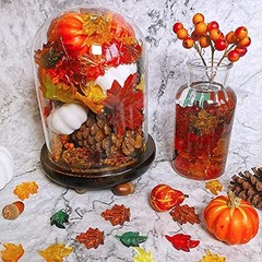 100PCS Acrylic Leaves Mini Pumpkins Acorns Maple Leaves Acrylic Fall