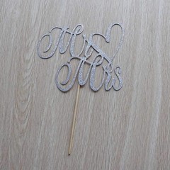 Silver Glitter Mr and Mrs Cake Topper – Wedding, Engagement, Wedding Annivers…