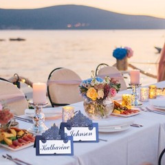 50 PCS Navy Blue Laser Cut Wedding Place Cards Tented Blank Cardstock Name