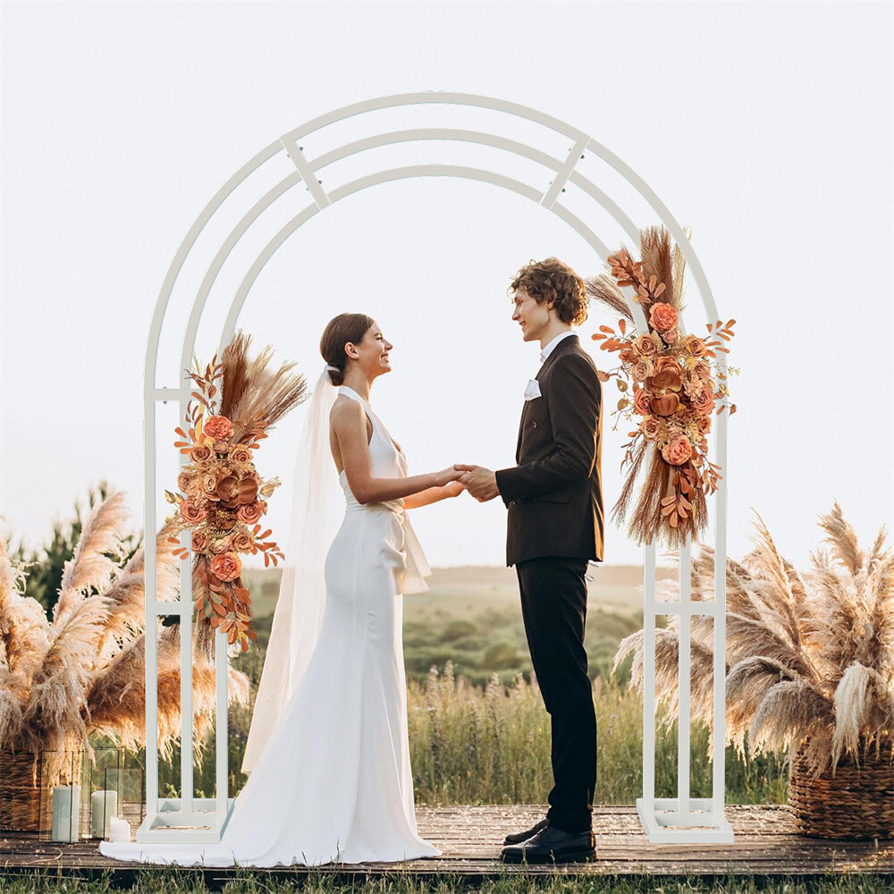 XL Metal Wedding Arch Backdrop Stand Ceremony Party Balloon Arch Garden Trellis