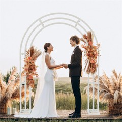 XL Metal Wedding Arch Backdrop Stand Ceremony Party Balloon Arch Garden Trellis