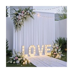 50ft x 14ft White Backdrop Curtains for Parties, Silky Photography Backdrop W…