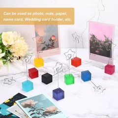 Resin Cube Base Picture Card Holder, 3 Pack Star Shape Note Holder, Pink
