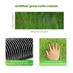 Artificial Grass Table Runners Debris-Free Fake Grass Shed-Free 14*108 Inches