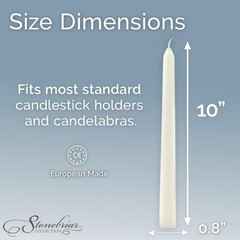 Stonebriar Tall 10″ White Unscented 10 Count Taper Candles, 7 10-Pack,