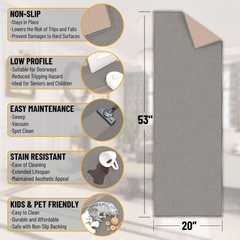 Machine Washable Modern Solid Design Non-Slip Rubberback 2×5 Traditional Runner