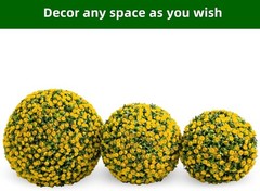 2-Pack Artificial Flower Ball Topiary,UV Resistant, Wedding Garden Decor, Yellow