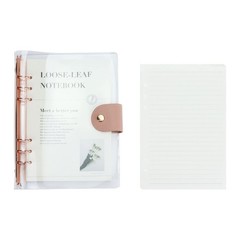 MultiBey A5 Binder 6-Ring Clear Binder Notebook Cover, Rose Gold Round Ring w…