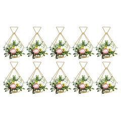 10pcs Gold Metal Diamond Shape Flower Vases Tabletop Wedding Centerpieces Stand