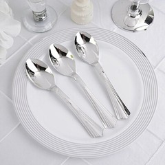 Plastic SILVER Light Gray COFFEE SPOONS Disposable Home Party Wedding Catering
