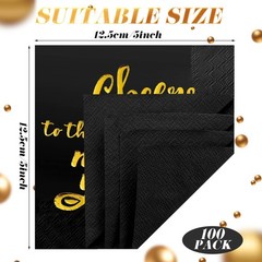 Sinmoe 100 Pcs New Years Eve Napkins Cocktail 2026 Disposable Paper Gold and …