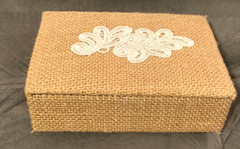 Hand Crafted Tan Raffia Covered Wood Box-Wedding Card-Jewelry–5.75″L & 2″H-EUC