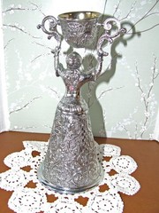 Vtg. Silver Plated Gold Wash Double Toasting Wedding Cup Chalice Goblet 8 1/2″ H